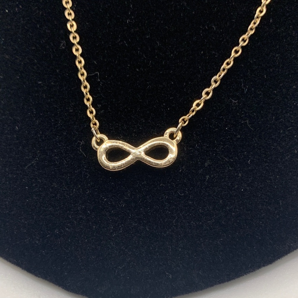 Gold-tone Infinity Rhinestone Necklace - Picture 3 of 4